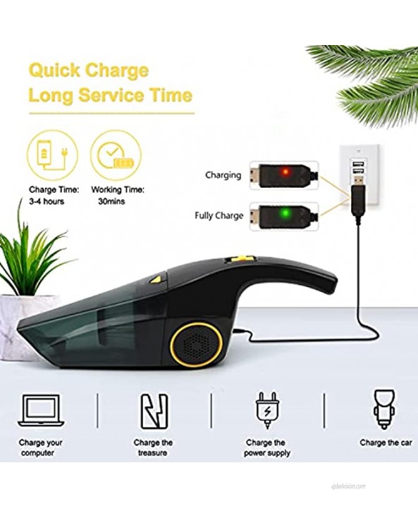 Handheld Car Vacuum Cordless erwoosc Portable Hand Vacuum with 7000pa High Power Rechargeable Car Vacuum Cleaner for Wet and Dry Use,Hand Held Vacuum Cleaner 2200mAh Battery
