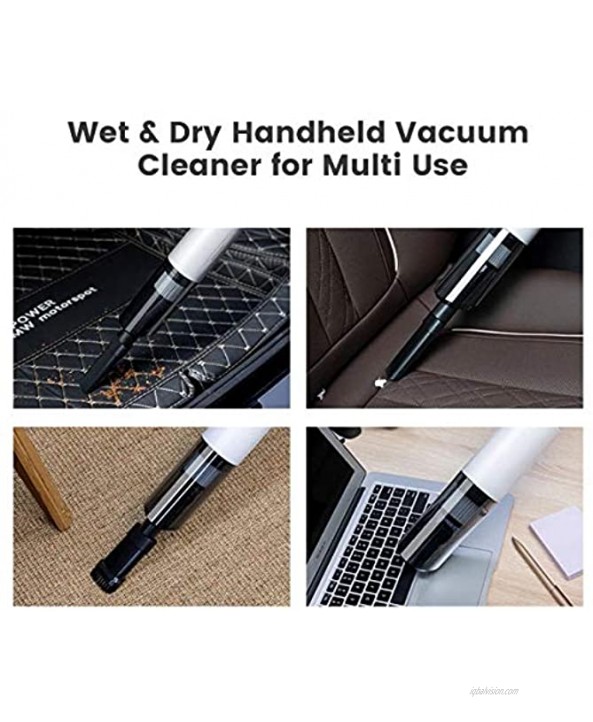 Handheld Vacuum Cordless 120W 6KPa Portable Hand Vacuum Cleaner with Replaceable HEPA Filter Mini USB Rechargeable Wet Dry Household Vacuum Cleaner for Home Pet Hair and Car White