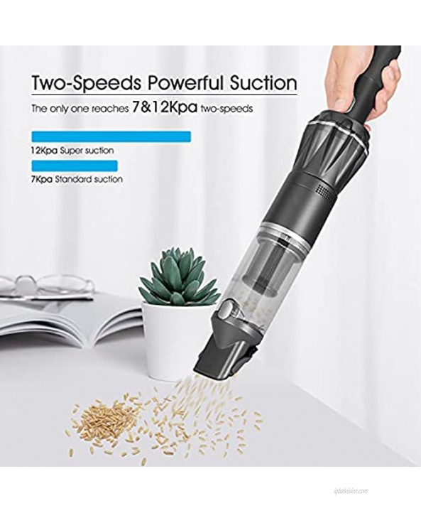 Handheld Vacuum Cordless 12KPa Lightweight Hand Vacuum Cleaner with Upgraded Brushless Motor & Single Touch Empty Car Vacuum Cordless with Car Charger Charging Dock