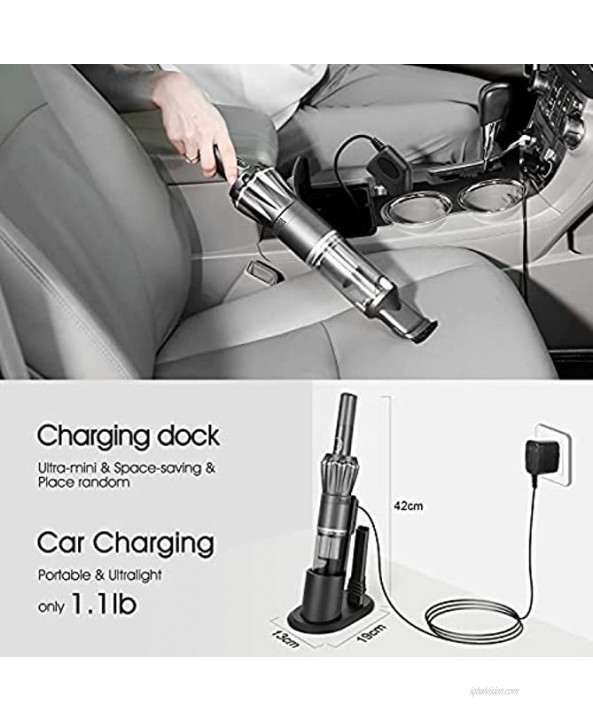 Handheld Vacuum Cordless 12KPa Lightweight Hand Vacuum Cleaner with Upgraded Brushless Motor & Single Touch Empty Car Vacuum Cordless with Car Charger Charging Dock