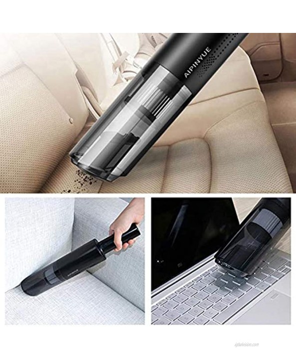 Handheld Vacuum Cordless Portable Hand Vac Cleaner with Replaceable HEPA Filter 120W 6000Pa Mini USB Rechargeable Wet Dry Household Vacuum Cleaner for Home Pet Hair and Car Black
