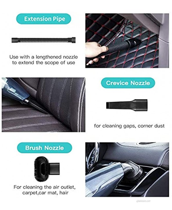 Handheld Vacuum Cordless Portable Wet Dry Vacuum Cleaner for Car Home Pet Hair with Filter Rechargeable 2200mAh Lithium Battery 120W 4500PA Powerful Suction Adapter