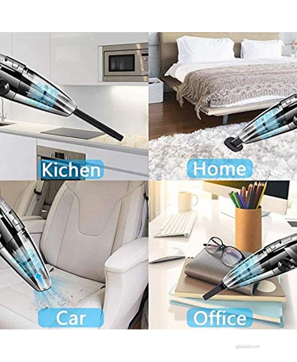 Handheld Vacuum Cordless Portable Wet Dry Vacuum Cleaner for Car Home Pet Hair with Filter Rechargeable 2200mAh Lithium Battery 120W 4500PA Powerful Suction Adapter