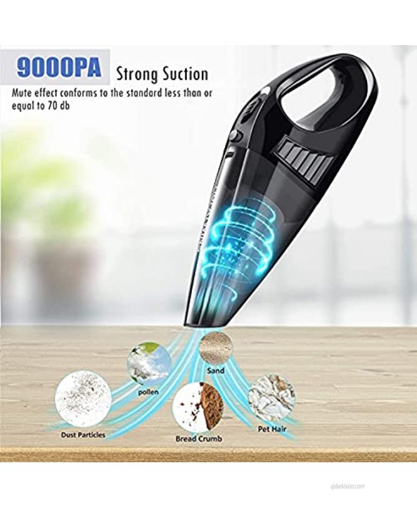 Handheld Vacuum Cordless,HUFATWINS Car Vacuum Cleaner,Portable Vacuum Cleaner 9000Pa Strong,Mini Vacuum Cleaner with Powered by Li-ion Battery Rechargeable Quick Charge Tech for Home Car and Pet