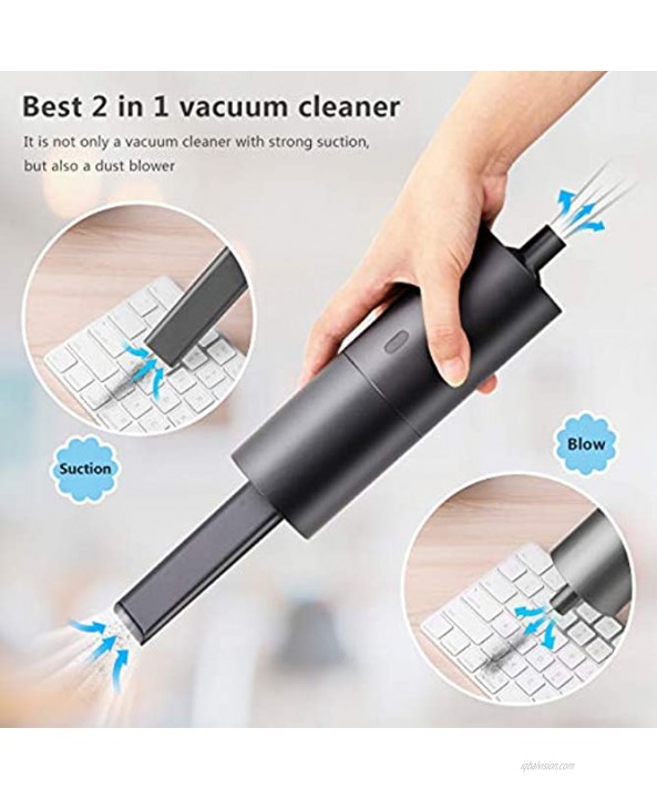 HONKYOB Cordless Vacuum,Mini Vacuum Cleaner Handheld Vacuum and Blower 2 in 1,Keyboard Cleaner,USB Rechargeable,Portable Car Vac Cleaner with Quick Charge,for Desktop,Car Interior and Other Crevices