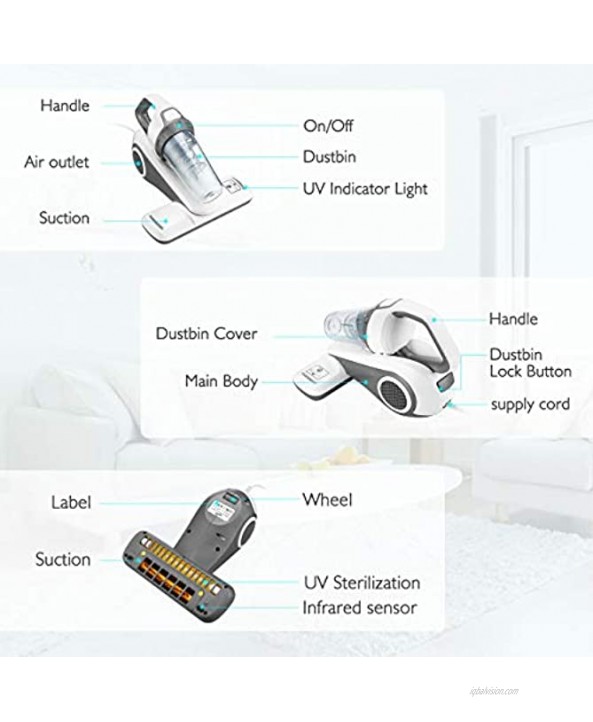 Housmile Handheld Vacuum for Bed Sofa Portable Cleaner Vacuums with Roller Brush Corded Model: UV10
