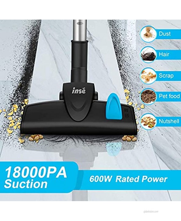 INSE Vacuum Cleaner Corded I5 Stick Vacuum Cleaner 18KPA Powerful Suction 600W Motor Multipurpose 3 in 1 Handheld Vacuum Cleaner Blue
