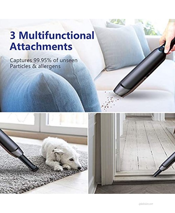 LAOPAO Portable Car Vacuum Cleaner High Power 9Kpa Hand Vacuum Cordless Rechargeable Handheld Vacuum 3x2000mAh Li-ion Battery Quick Charge Mini Vacuum for Home Car Pet Hair Cleaning Car Seat Cleaner