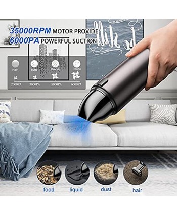 Mini Car Vacuum,Handheld Vacuum Cordless Rechargeable with 6kPa High Power for Car,Home,Office Wet Dry Travel Cleaning