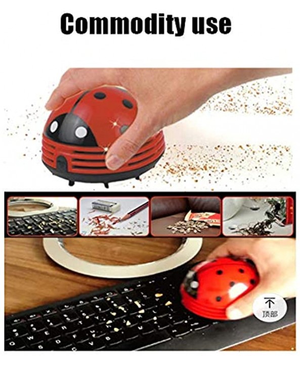 Mini Portable Handheld Cordless Tabletop Crumb Sweeper Desktop Dust Vacuum Cleaner Ladybug Dust SweeperRed