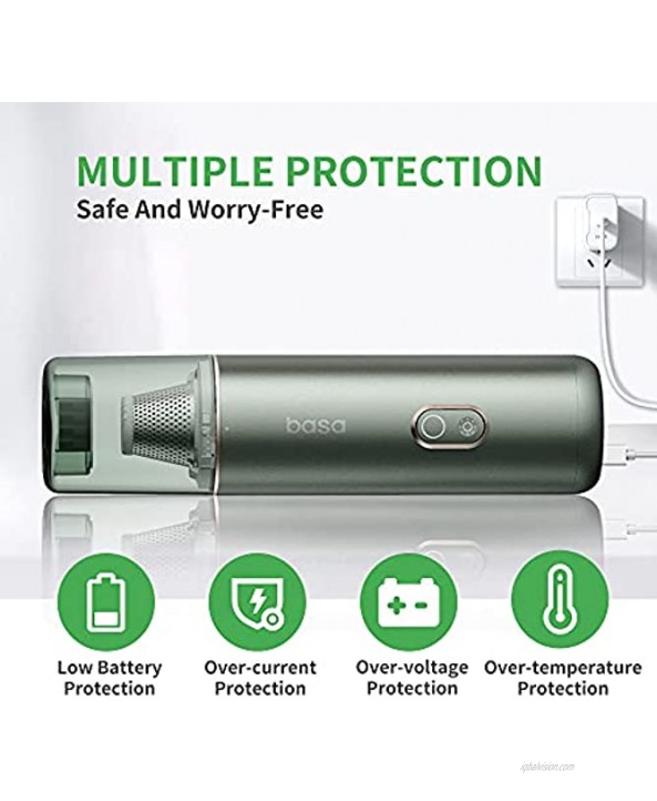 Mini Vacuum Cleaner Cordless Handheld Vacuum 15Kpa Powerful Suction 0.99lb Ultra-Light Portable Vacuum Cleaner with Brushless Motor,Li-ion Battery Rechargeable,for Cleaning Home Office Car,Pet Green