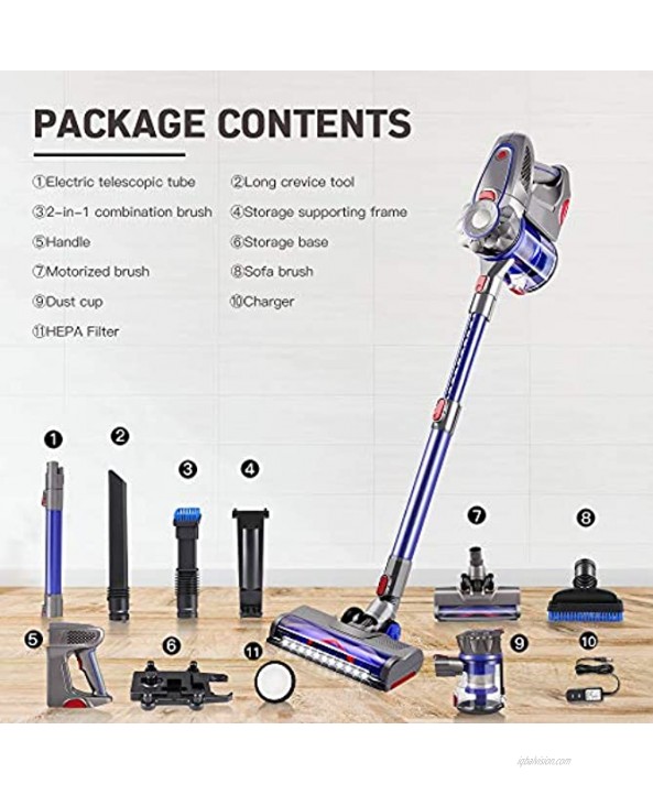 OKIE HOME Cordless Vacuum Cleaner 160W Powerful Suction Stick Vacuum 5 in 1 Lightweight Handheld Vacuum Cleaner for Home Hard Floor Carpet Car Pet Hair Extension Wan Detachable Battery