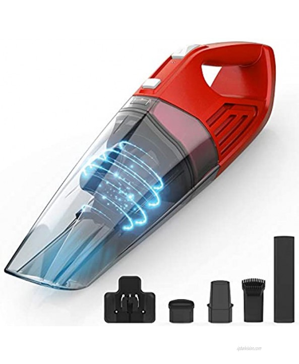 ORFELD Handheld Vacuum Portable 6000pa Powerful Suction Up to 30 Minutes Cleaning for Home Pet Car Red