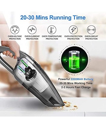 Portable Cordless Handheld Vacuum Cleaner 8000PA Strong Suction 120W High Power Wet & Dry Use Quick Cleaning for Car House & Office