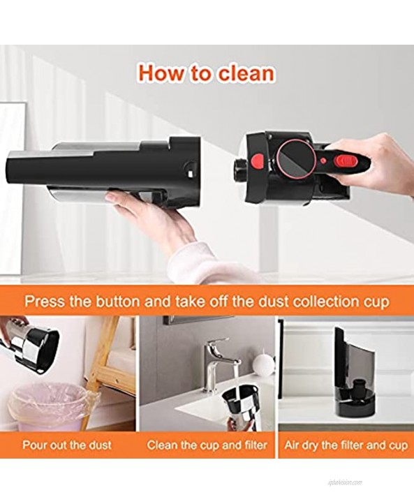 Portable Cordless Handheld Vacuum Cleaner Strong Suction Car Vacuums Cleaners Powered by Battery Rechargeable with High Power Mini & Small Wireless ​Hand Vac for Pet Hair Home Cleaning