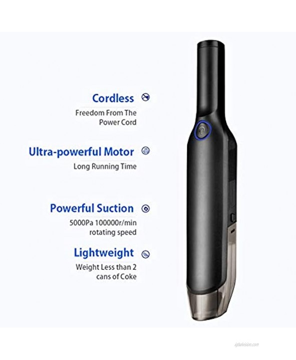 Rocomoco Handheld Vacuum Cordless 5KPa High Power Two Suction Modes Mini Vacuum Cleaner Ultra Lightweight Portable Vacuum Quick Charge for Home and Car Cleaning Dry and Wet