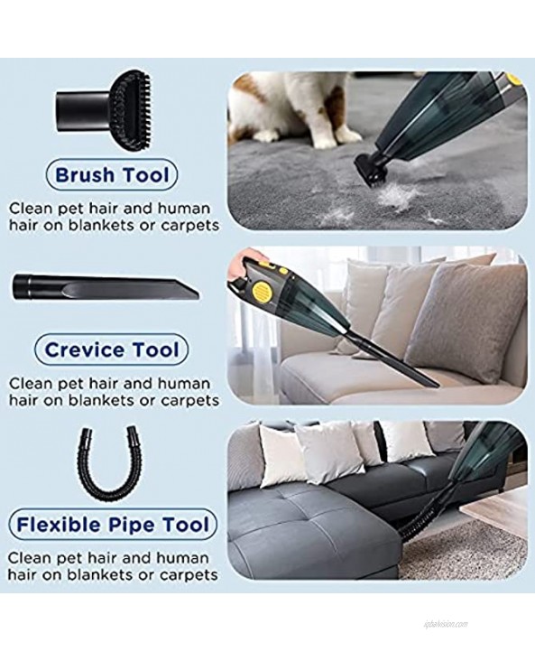 RUMIA Handheld Vacuum,7000Pa Powerful Suction Cordless Car Vacuum Cleaner,2 Speeds 120W High Power,Portable and Rechargeable Mini Pet Vacuum for Pet Hair Home and Car Cleaning