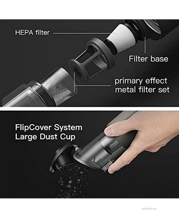 Supremore Lightweight Handheld Vacuum Cleaner Cordless Portable 12Kpa High Power Suction Low Noise with Li-ion Battery One-Button Clean and HEPA Filter for Pet Hair Home Office Car Cleaning