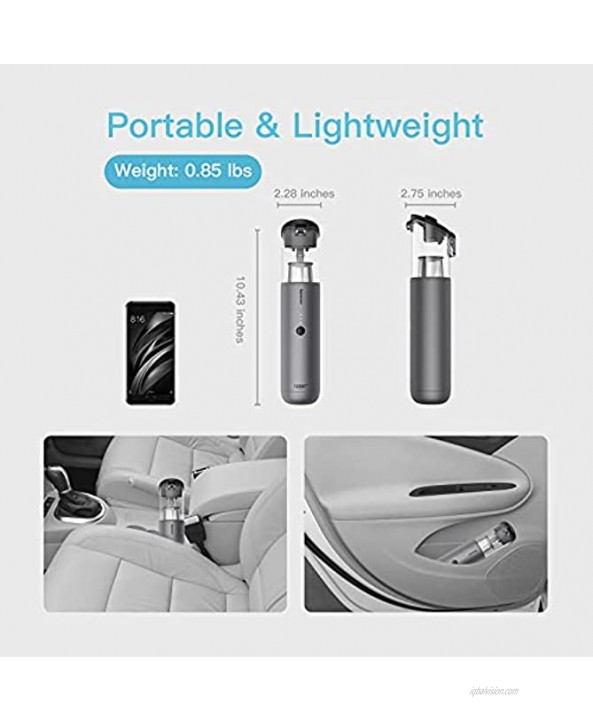 Supremore Lightweight Handheld Vacuum Cleaner Cordless Portable 12Kpa High Power Suction Low Noise with Li-ion Battery One-Button Clean and HEPA Filter for Pet Hair Home Office Car Cleaning