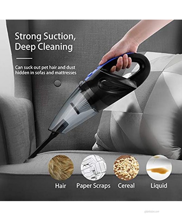 TABIGER Portable Cordless Handheld Vacuum Cleaner Lightweight Portable Mini Hand Vacuum with Powerful Cyclonic Suction for Wet & Dry Pet Hair Home and Car Cleaning