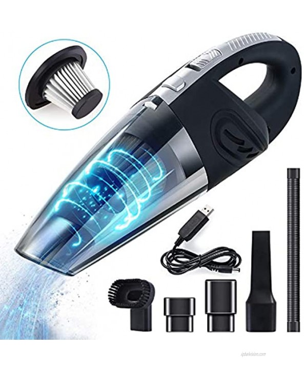 Yagosodee Handheld Cordless Vacuum Cleaner Portable Rechargeable Wet Dry Dual Use Vacuum Cleaner with Filter for Home and Car Cleaning Black USB Model
