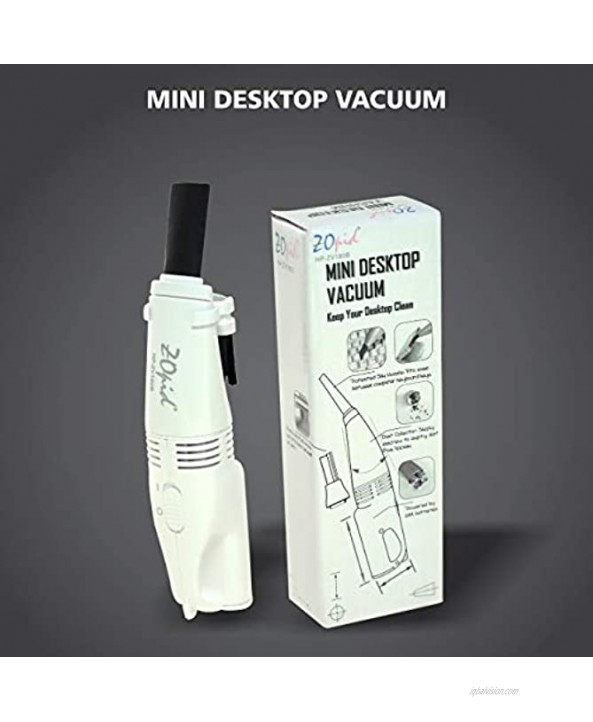 ZOpid Mini Battery-Operated Handheld Desktop Vacuum Cleaner | Clean Keyboard Laptop and Desktop Accessories with Cordless Vacuum | Brush & Suction Tube Attachment