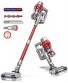 BuTure Cordless Vacuum 26KPa Powerful Stick Vacuum,35min Runtime Lightweight Vacuum Cleaners with Telescopic Tube and Detachable Battery Handheld Vacuum for Carpet Floor Pet Stair Red