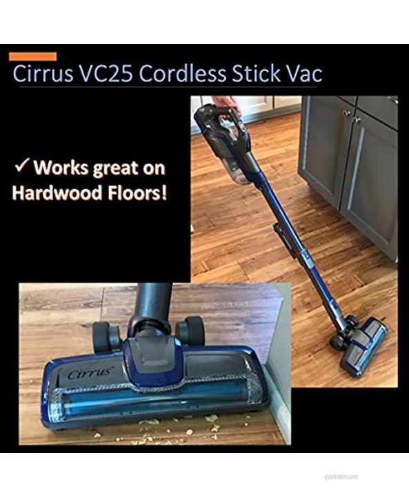 Cirrus VC25 Cordless 4 in 1 Stick & Handheld Vacuum Cleaner | Lightweight 2 Speed for Carpets and Hard Floors| Includes Integrated Dust Brush Crevice Tool and Wall Mount Kit