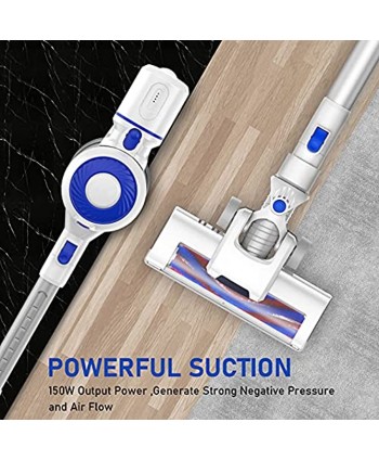 Cordless Vacuum Cleaner Umoot 4 in 1 Stick Vacuum with 150W Powerful Suction Up to 35min Runtime with Headlight and Wall Mountable Design Ideal for Carpet Hard Floor & Pet Hair