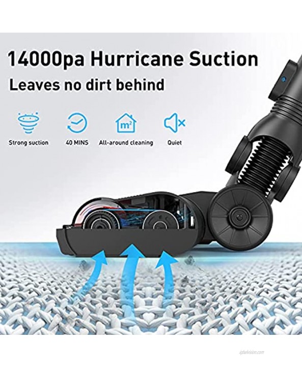 Cordless Vacuum Cleaner VICSOO Stick Vacuum Cleaner Lightweight Powerful Suction Stick Cordless Vacuum with 2500mAh Removable Battery for Pet Hair Carpet Hard Floor