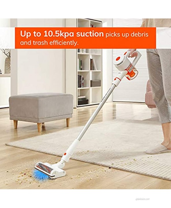 ILIFE EASINE G50 Cordless Stick Vacuum Cleaner Carpet Vacuum Cleaner LED Light 35mins Runtime 4 Stage Cyclone Filtration Special Side Brush Design to Clean All Corners