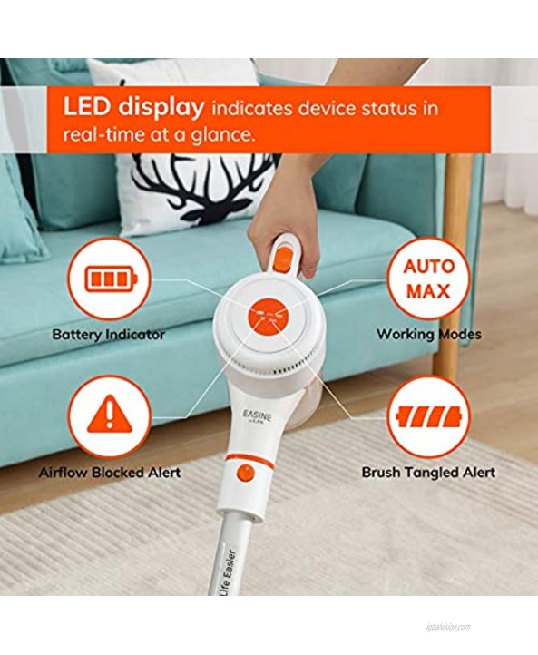 ILIFE EASINE G50 Cordless Stick Vacuum Cleaner Carpet Vacuum Cleaner LED Light 35mins Runtime 4 Stage Cyclone Filtration Special Side Brush Design to Clean All Corners