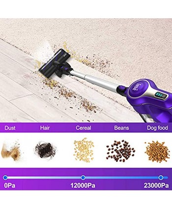 INSE Cordless Vacuum Cleaner 23KPa Powerful Suction Stick Vacuum Up to 45min Runtime Rechargeable 2500mAh Battery 10 in 1 Quiet Lightweight Vacuum for Home Hard Floor Carpet Car Pet Hair-S6 Violet