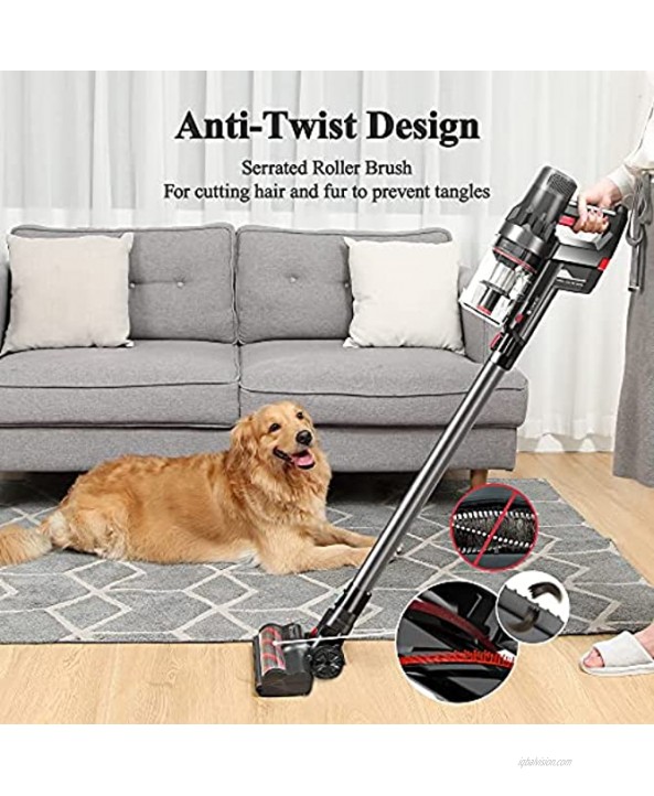 Proscenic P11 Cordless Cleaner 450W Stick Vacuum with 25000pa Powerful Touch Screen Removable Battery 3 Adjustable Suction Modes for Hardfloor Carpet Pet Hair Gray