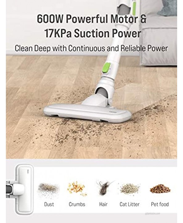 TOPPIN Bendable Corded Stick Vacuum Cleaner 600W 17kpa Powerful Suction Lightweight Handheld Vacuum 0.8L Cup Perfect for Pet Hair Hard Floor Home Deep Clean