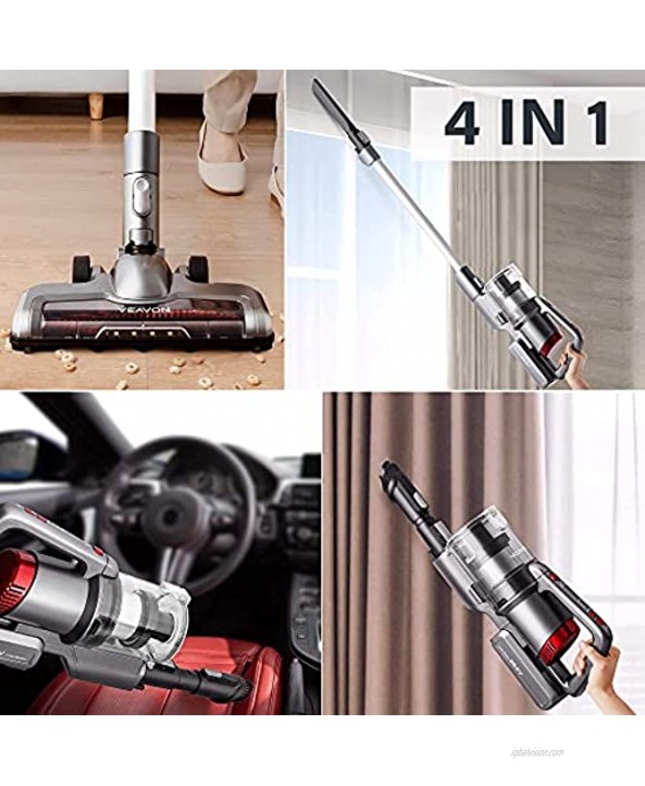 VEAVON P8PLUS Cordless Vacuum Cleaner Lightweight Bagless Vacuum 40 Minutes Long Running Time 4 in 1 Stick Vacuum 24W Powerful Suction for Hard Floors 3 Crevice Tool for Home Pet Hair Gray