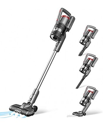 VEAVON P8PLUS Cordless Vacuum Cleaner Lightweight Bagless Vacuum 40 Minutes Long Running Time 4 in 1 Stick Vacuum 24W Powerful Suction for Hard Floors 3 Crevice Tool for Home Pet Hair Gray
