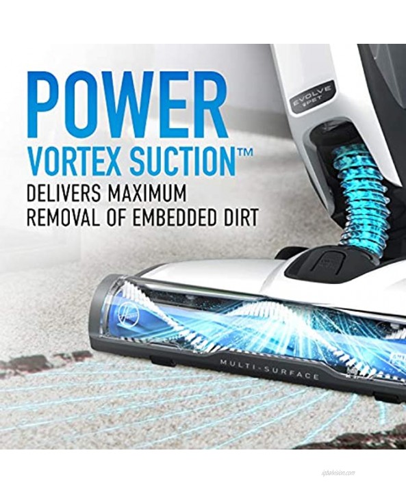 Hoover ONEPWR Evolve Pet Cordless Small Upright Vacuum Cleaner with Extra Battery Lightweight Stick Vac BH53420PCE White