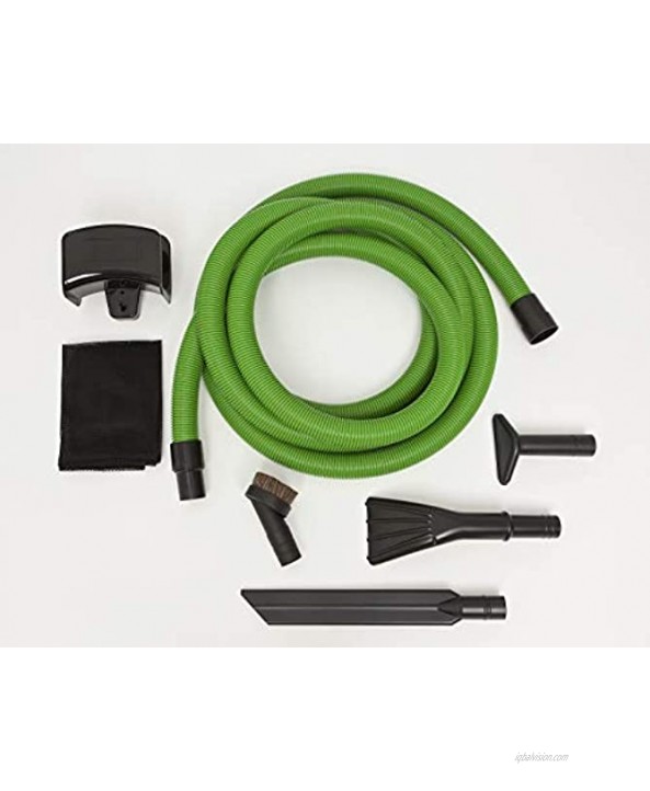 Flexaust Garage Car Cleaning Kit w 1.5 ID x 20' high Visibility Green Hose 29hg and Accessories