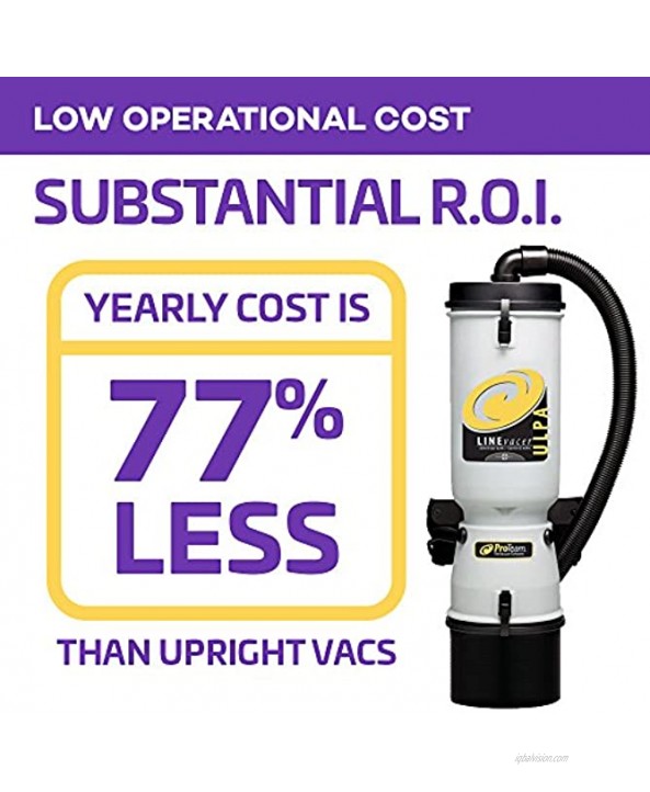 ProTeam Commercial Backpack Vacuum Cleaner LineVacer ULPA Vacuum Backpack with High Filtration Tool Kit 10 Quart Corded
