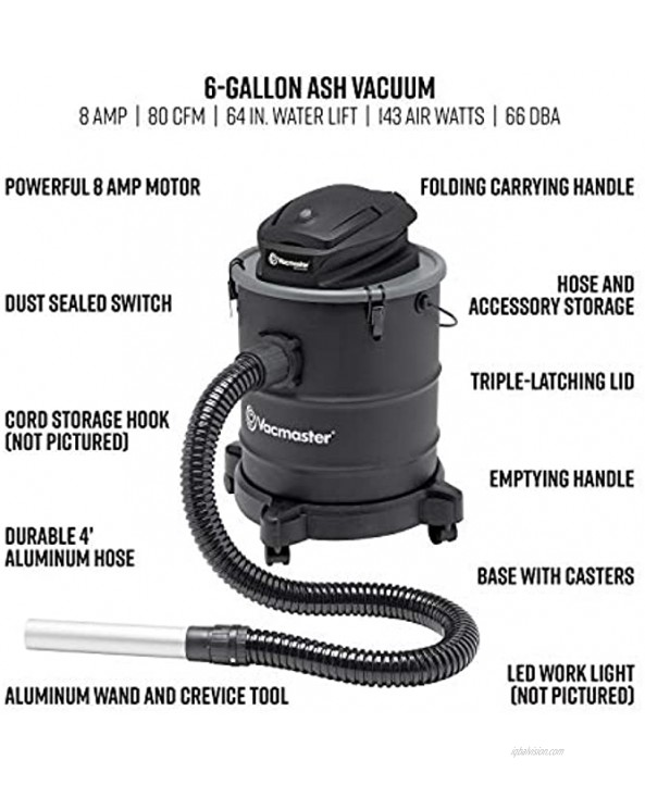 Vacmaster Ash Vacuum 6 Gallon 8 Amp EATC608S