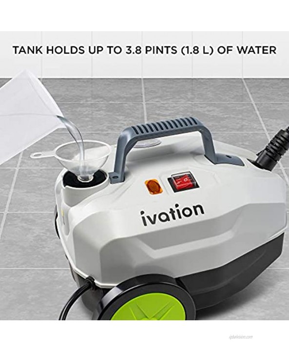 Ivation 1800W Canister Steam Cleaner with 14 Accessories Multi-Purpose Chemical-Free Household Cleaning and Sanitizing System for Clothes Floor Windows Ovens Bed Bugs Curtains and Carpet