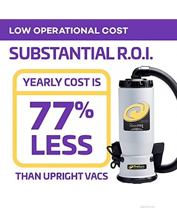 ProTeam 107146 Commercial Backpack Vacuum QuietPro BP Vacuum Backpack with HEPA Media Filtration and Xover Multi-Surface Telescoping Wand Tool Kit 6 Quart Corded