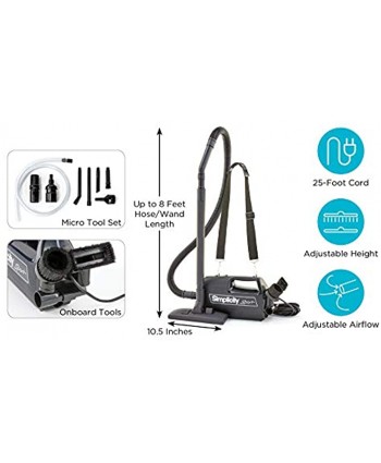 Simplicity Handheld Canister Vacuum with Carry Strap for Hard Floors and Rugs Car Detailing Vacuum Cleaner S100