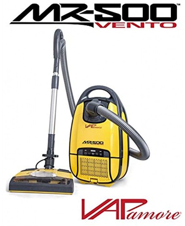 Vapamore MR-500 Vento Canister Vacuum.1400 Watts of Cleaning Power Powerful Adjustable Electric Floor Head LED HeadLight Includes 6 Hepa Dust Bags HEPA Exhaust Filter,  Retractable Cord 10 Tools Unlimited Uses