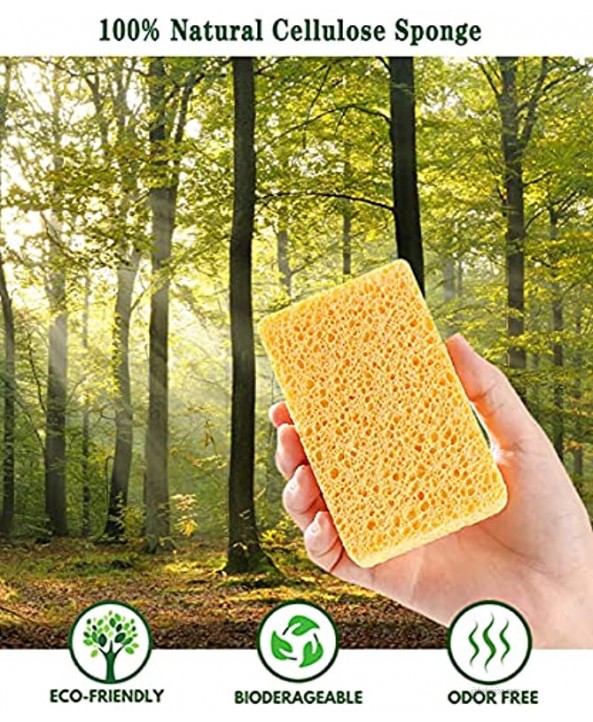 12-Count Non-Scratch Scrub Sponges for Kitchen Compressed Cellulose Sponge with Heavy Duty Scouring Power Effortless Cleaning of Dishes Pots and Pans