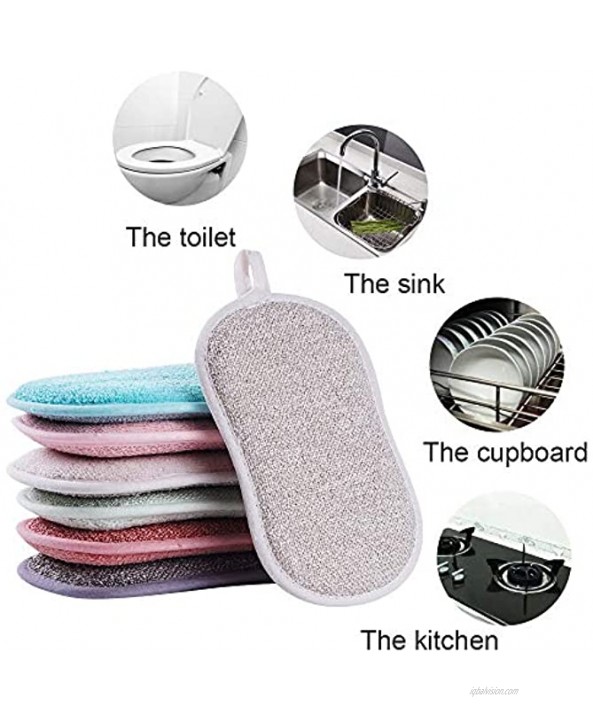 12 Pack Durable Scrub Scouring Sponge Non-Scratch Microfiber Sponge Along with Heavy Duty Scouring Power Effortless Cleaning of Dishes Pots and Pans All at Once Six Colors