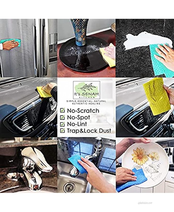 [12Pack+1Loofah Dish Sponge] 100% Natural Biodegradable Swedish Dishcloths for Kitchen | No-Discoloration No-Odor Super Absorbent Dish Sponge | Paper Towel Replacement.