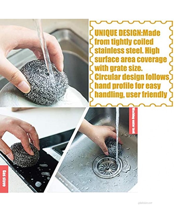 18 PCS Stainless Steel Sponges Scrubbers Cleaning Ball Utensil Scrubber Metal Scrubber Scouring Pads Ball for Pot Pan Dish Wash Cleaning for Removing Rust Dirty Cookware Cleaner with Handle 18 Pack