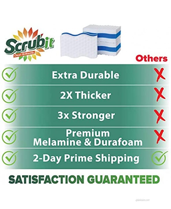 25 Pack Extra Durable Eraser Sponge by SCRUBIT Kitchen Bathroom Floor & Wall Cleaner -Melamine Magic Cleaning Sponges Extra Thick Erasers Best Cleaning Supplies for The Toughest Stains & Dirt